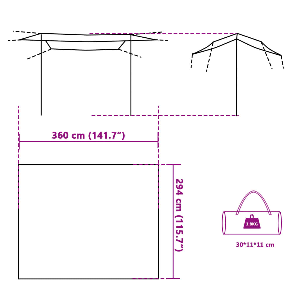 vidaXL Camping Tarp Green 360x294 cm Waterproof