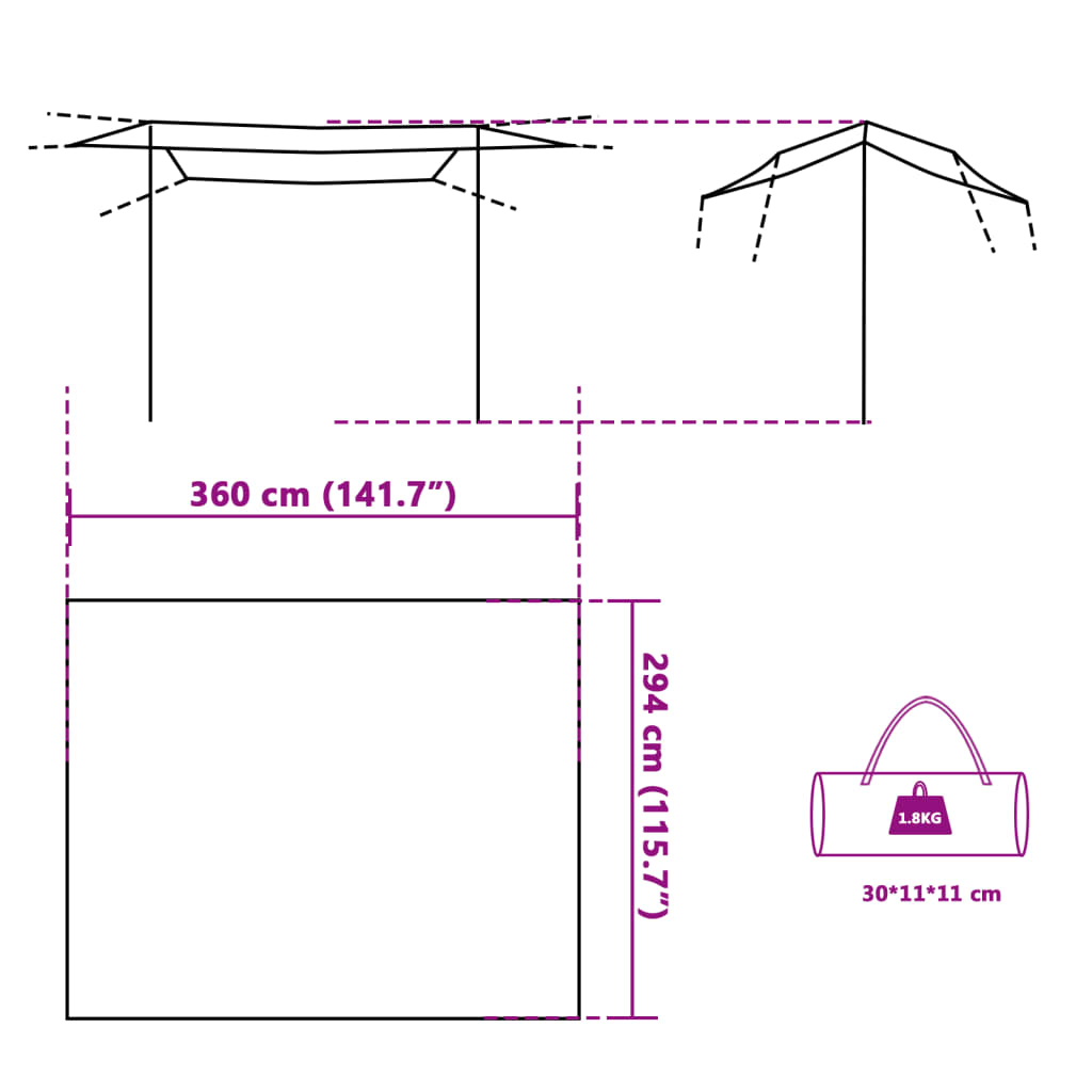 vidaXL Camping Tarp Grey and Orange 360x294 cm Waterproof