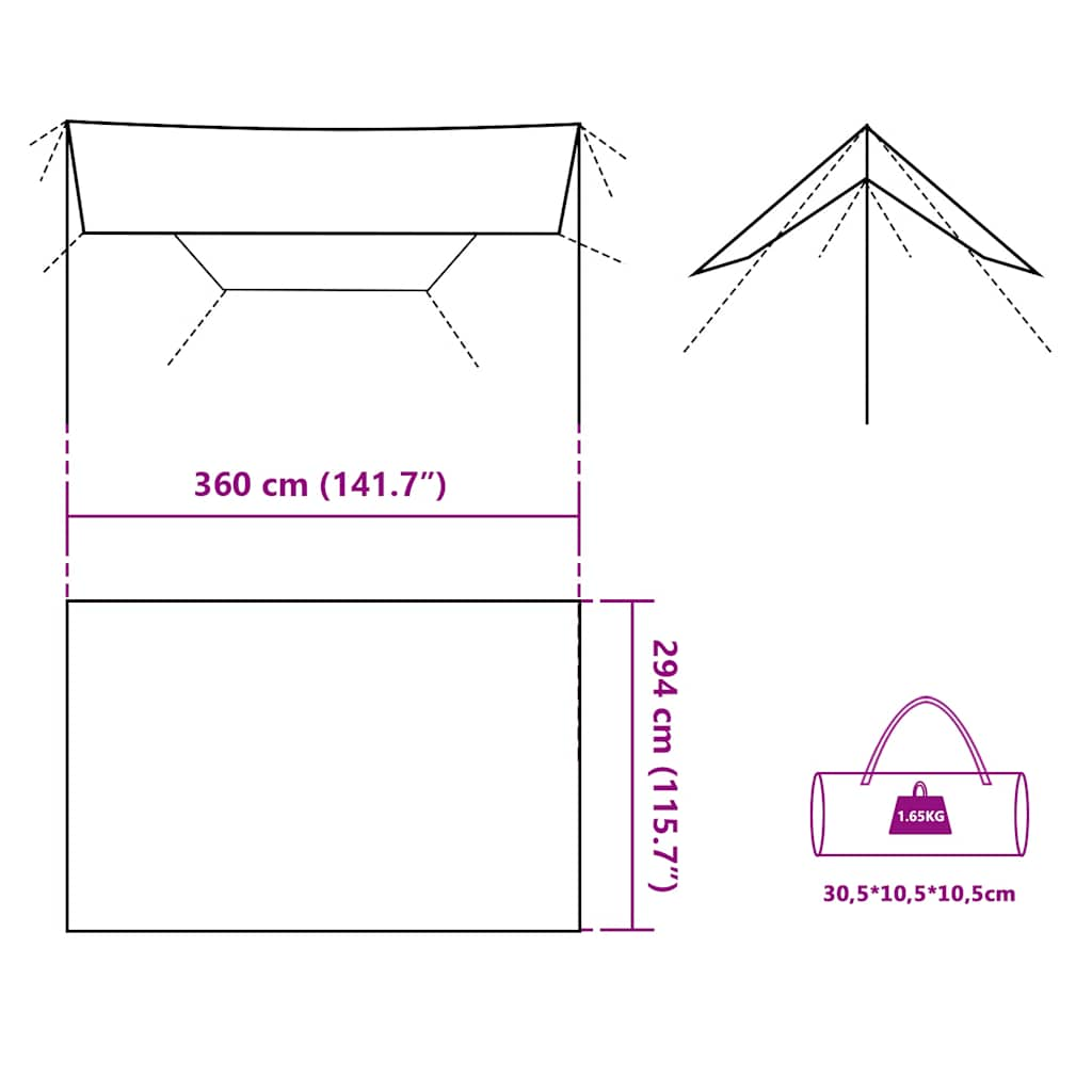 vidaXL Camping Tarp Blue 360x294 cm Waterproof