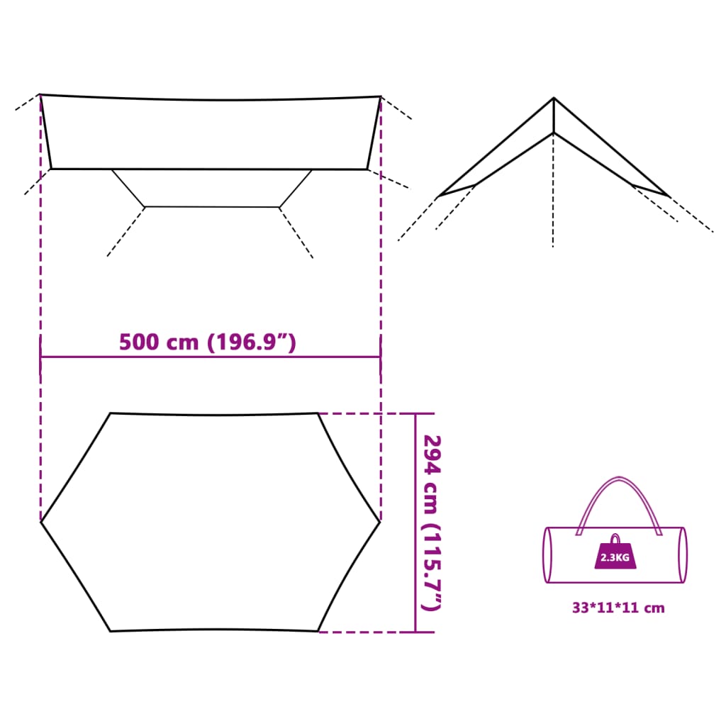 vidaXL Camping Tarp Green 500x294 cm Waterproof