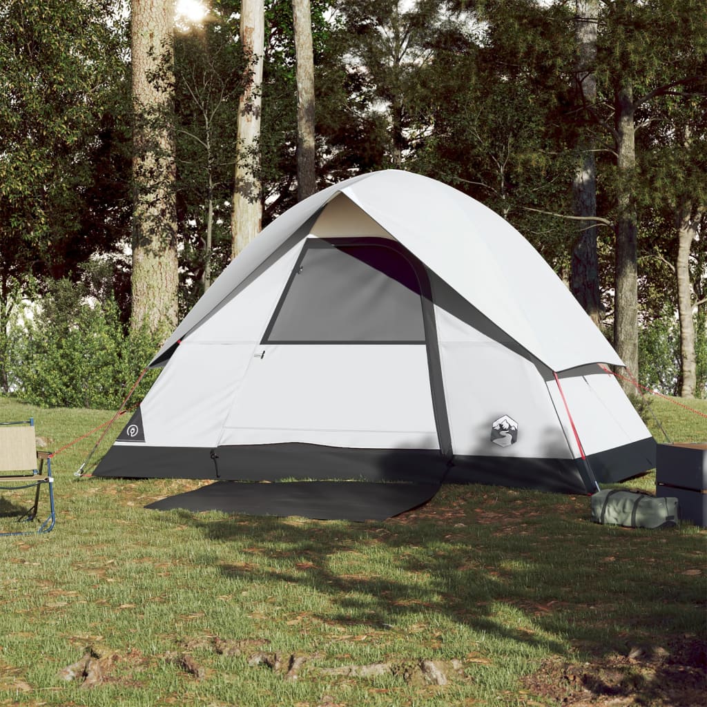 vidaXL Camping Tent Dome 3-Person White Blackout Fabric Waterproof