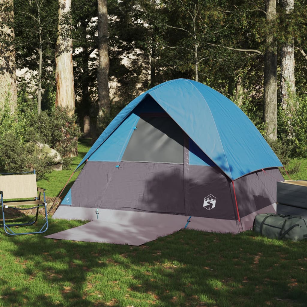 vidaXL Camping Tent Dome 4-Person Blue Waterproof