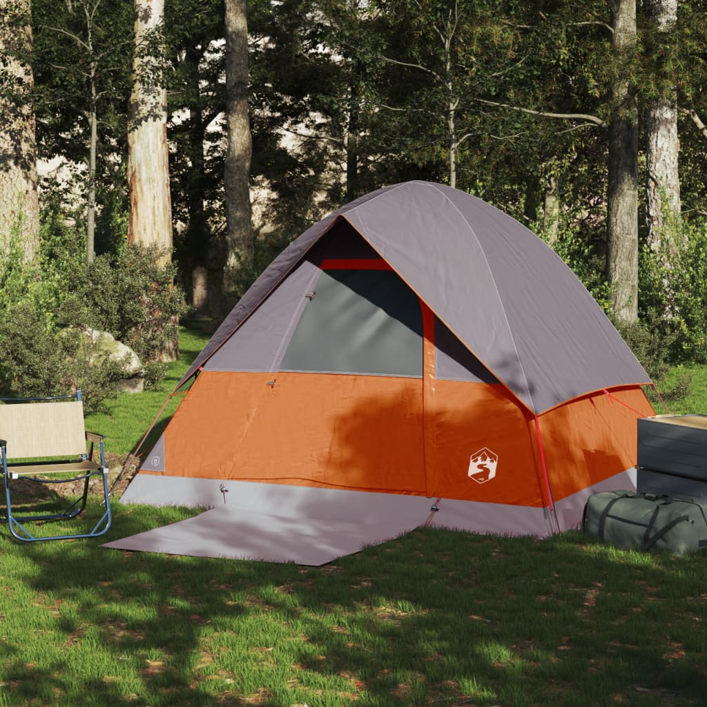 vidaXL Camping Tent Dome 4-Person Orange Waterproof