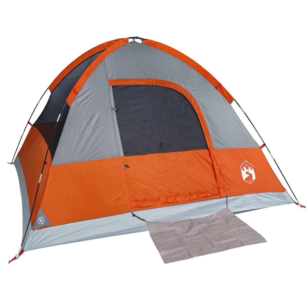 vidaXL Camping Tent Dome 4-Person Orange Waterproof