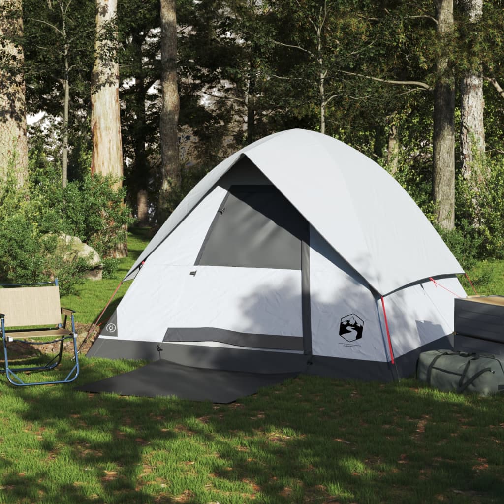 vidaXL Camping Tent Dome 4-Person White Blackout Fabric Waterproof