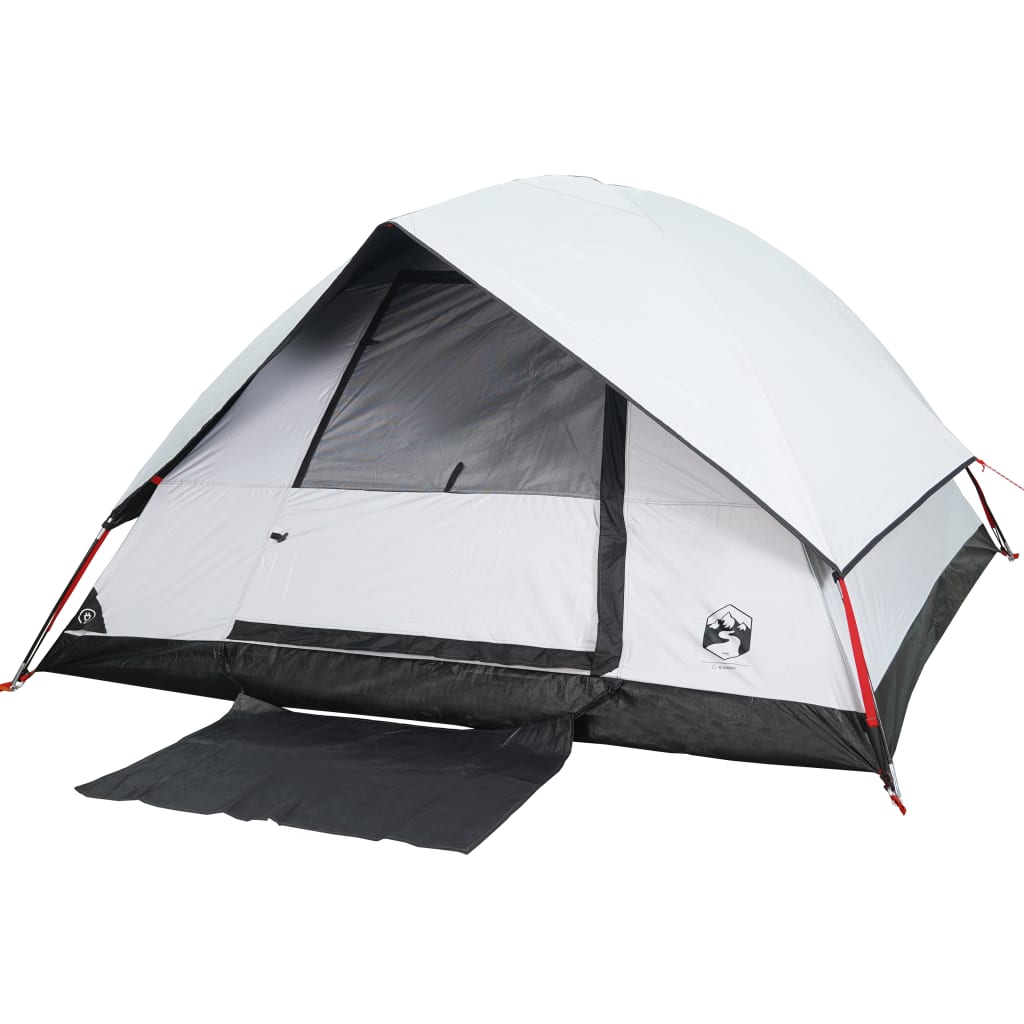 vidaXL Camping Tent Dome 4-Person White Blackout Fabric Waterproof