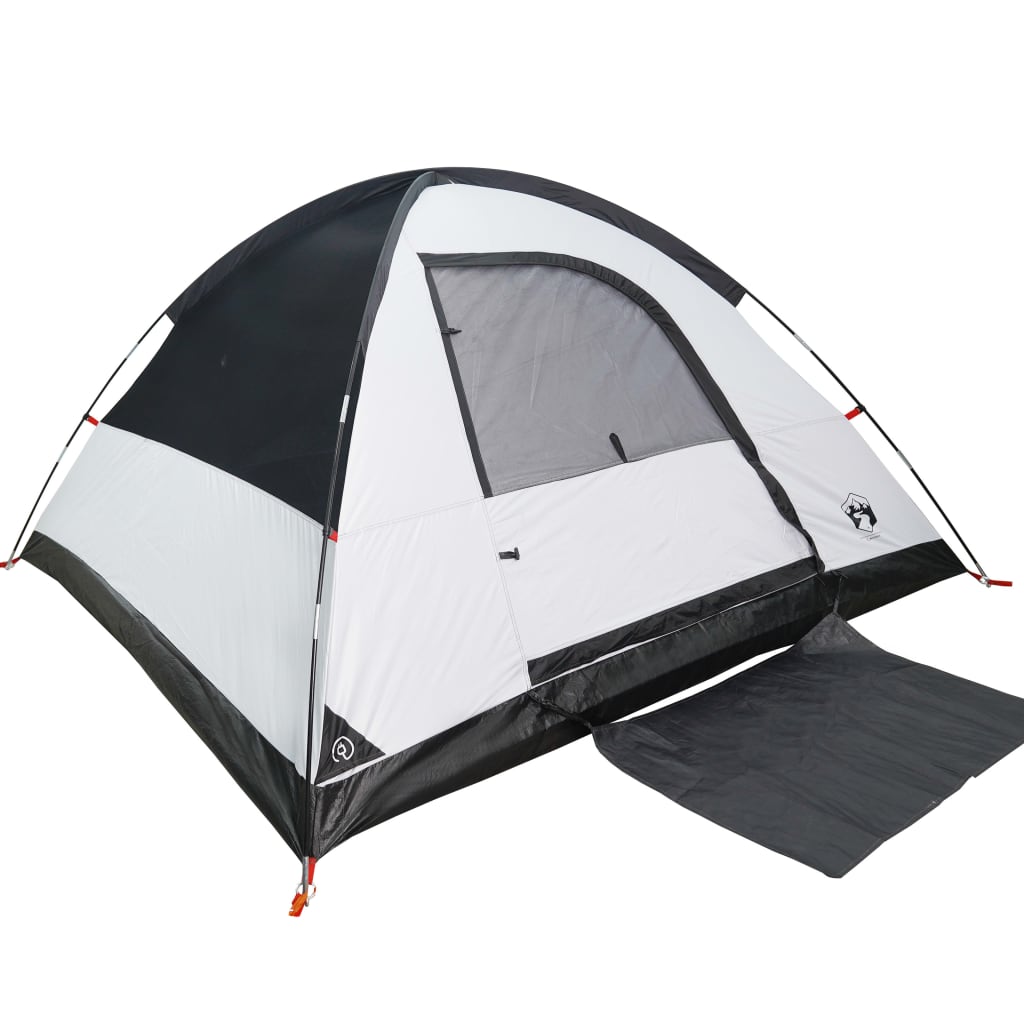 vidaXL Camping Tent Dome 4-Person White Blackout Fabric Waterproof