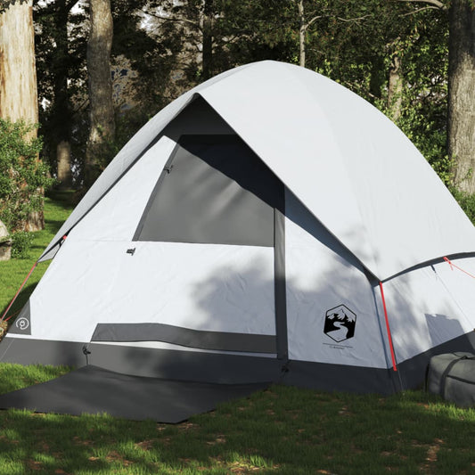 vidaXL Camping Tent Dome 4-Person White Blackout Fabric Waterproof