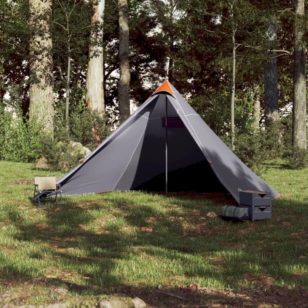 vidaXL Family Tent Tipi 7-Person Grey and Orange Waterproof