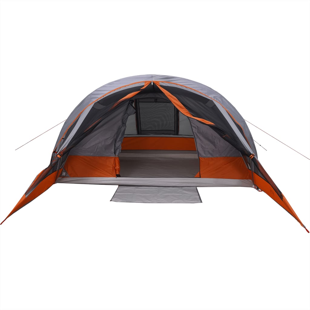 vidaXL Camping Tent Cabin 4-Person Grey and Orange Waterproof