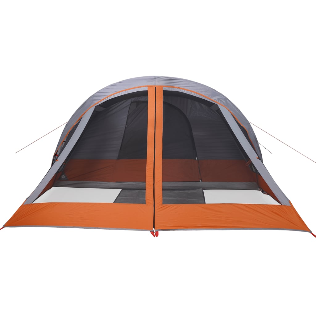 vidaXL Camping Tent Cabin 4-Person Grey and Orange Waterproof