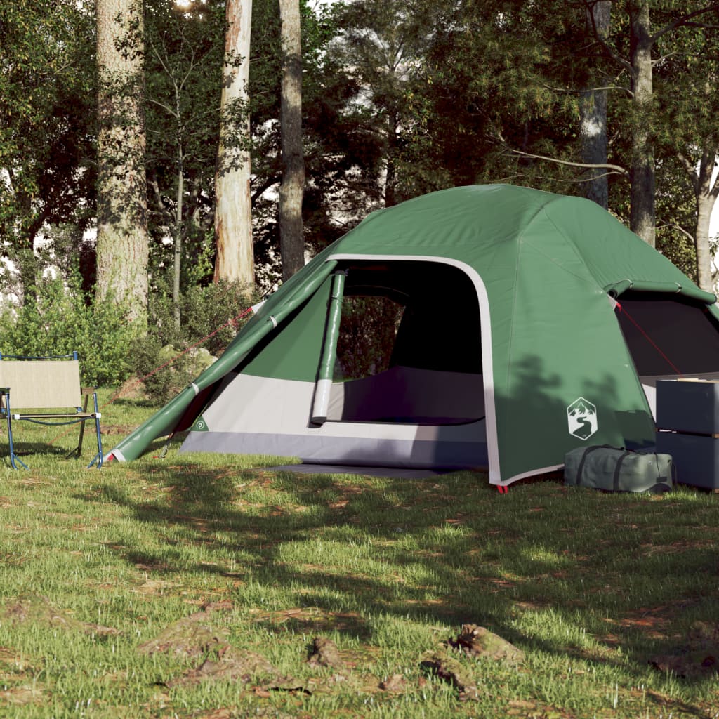 vidaXL Camping Tent Dome 4-Person Green Waterproof