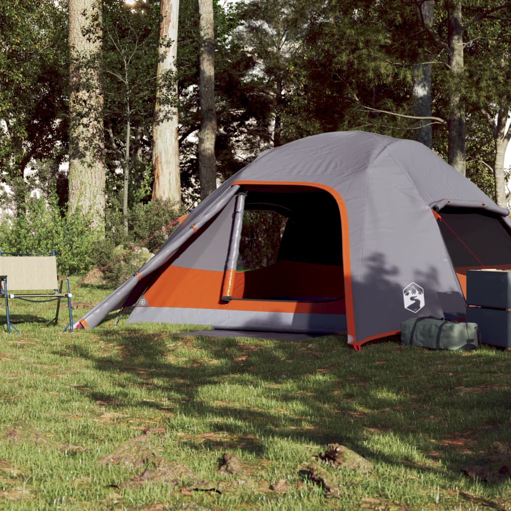 vidaXL Camping Tent Dome 4-Person Grey Waterproof