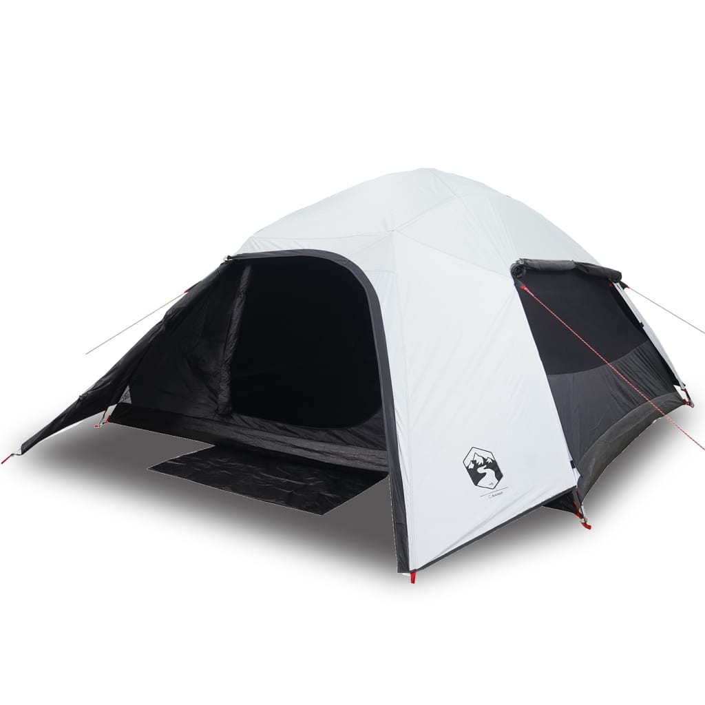 vidaXL Camping Tent Dome 4-Person White Blackout Fabric Waterproof