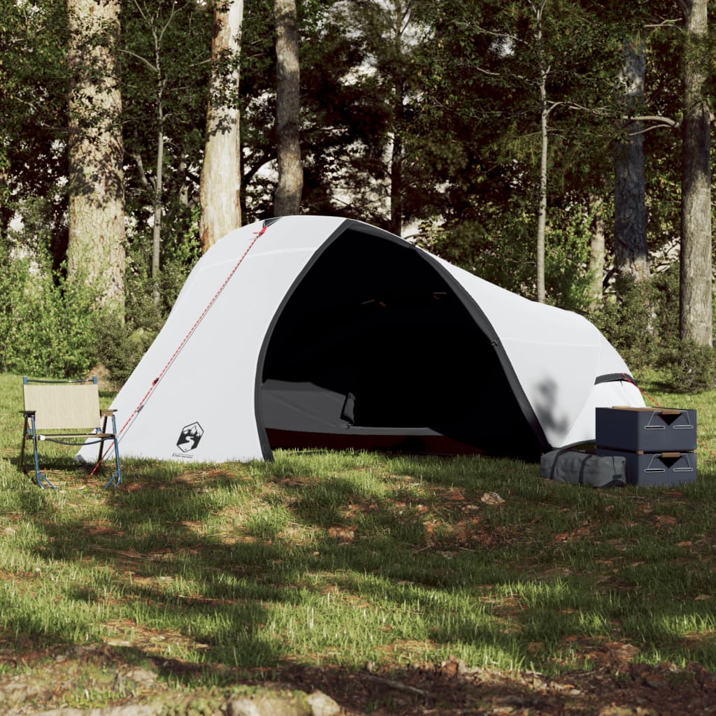 vidaXL Camping Tent Dome 4-Person White Blackout Fabric Waterproof