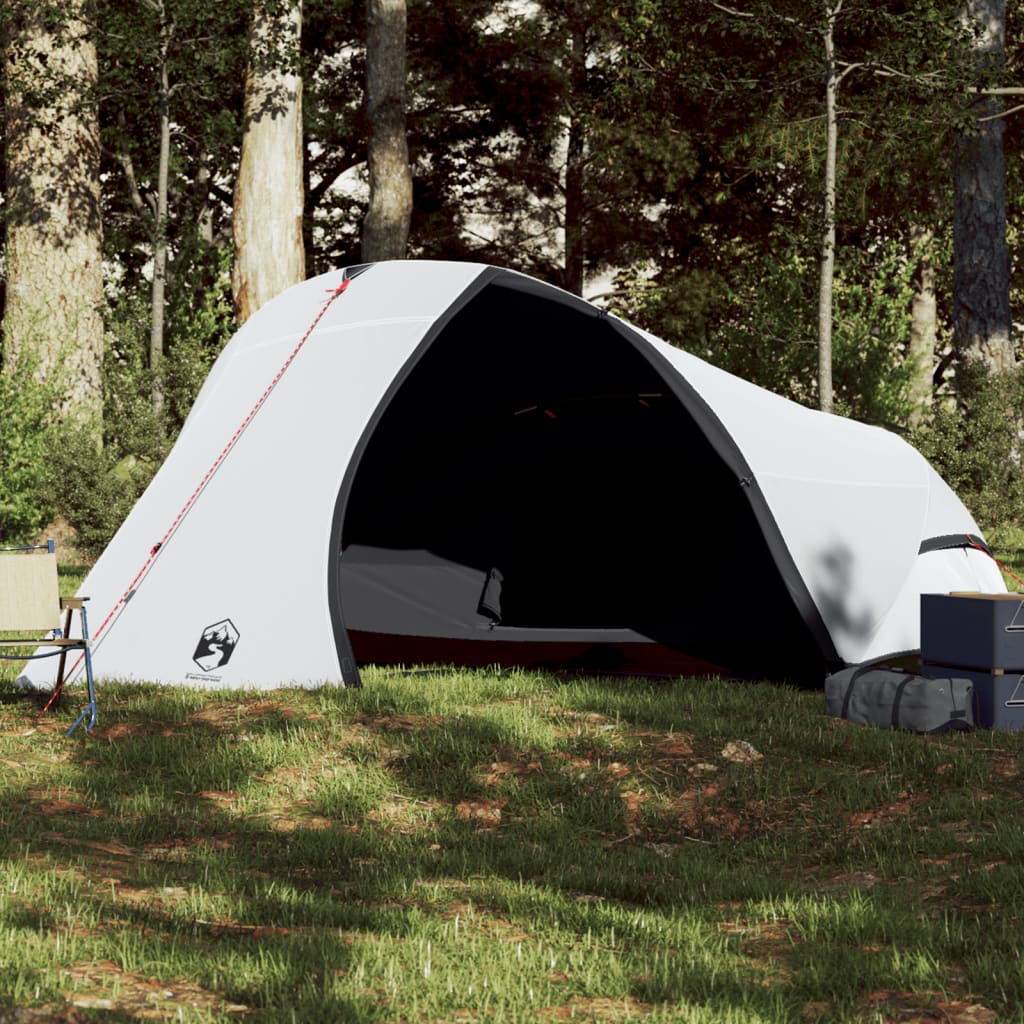 vidaXL Camping Tent Dome 4-Person White Blackout Fabric Waterproof