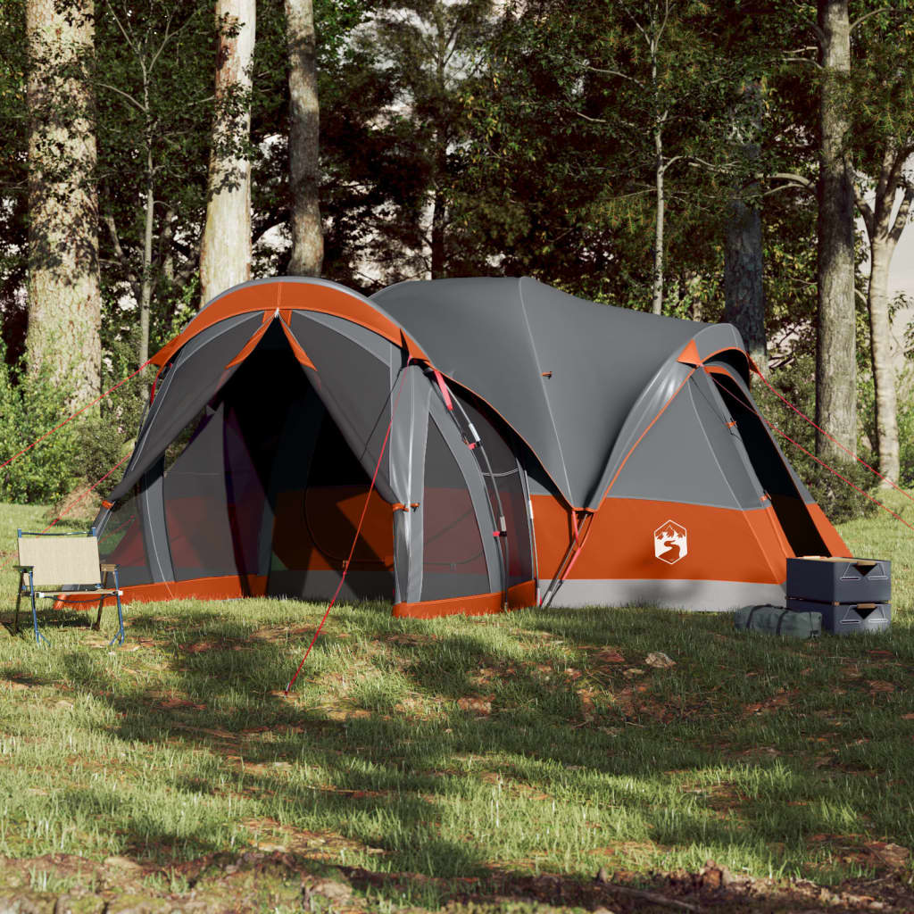 vidaXL Family Tent Tipi 8-Person Grey and Orange Waterproof