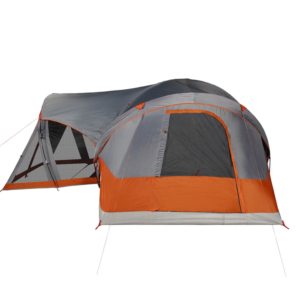 vidaXL Family Tent Tipi 8-Person Grey and Orange Waterproof