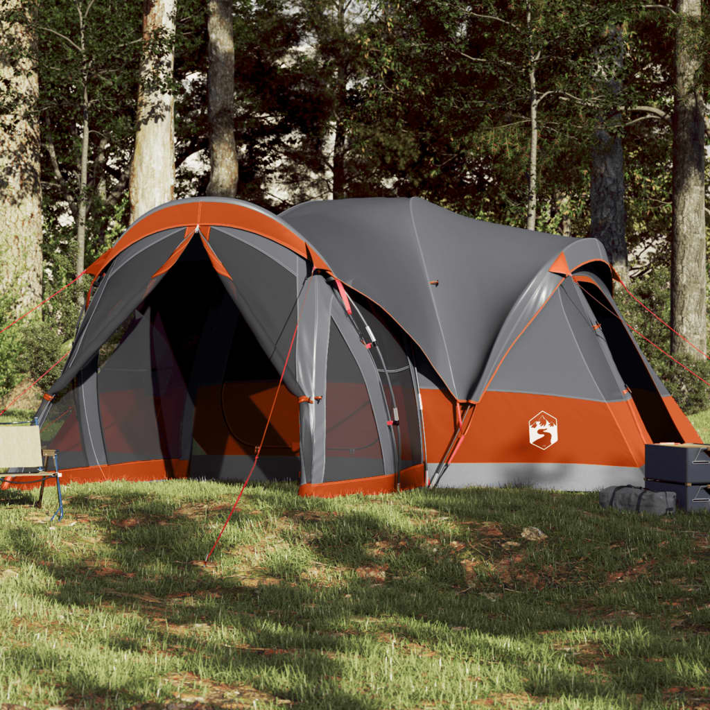 vidaXL Family Tent Tipi 8-Person Grey and Orange Waterproof