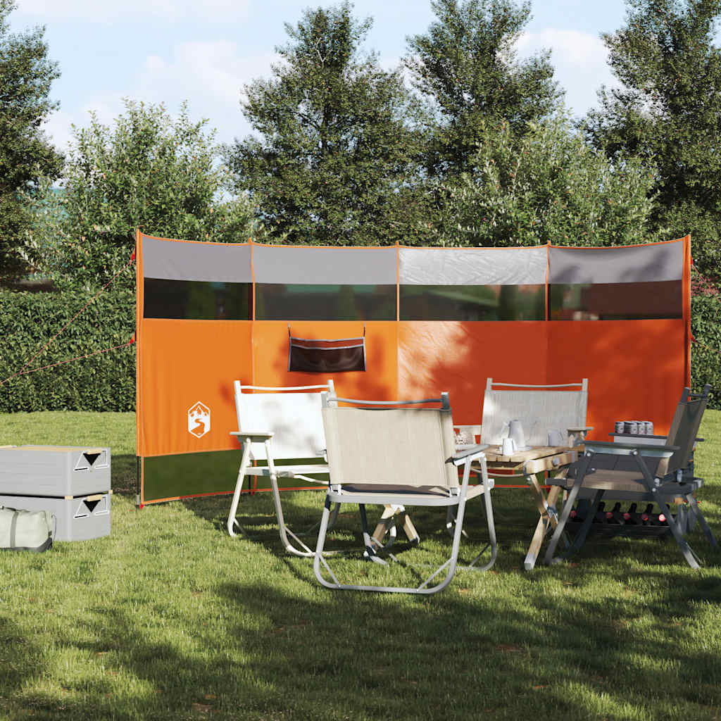 Camping Windbreak Grey and Orange 366x152x152 cm Waterproof