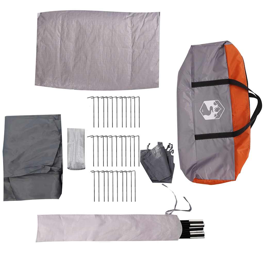 Camping Windbreak Grey and Orange 366x152x152 cm Waterproof