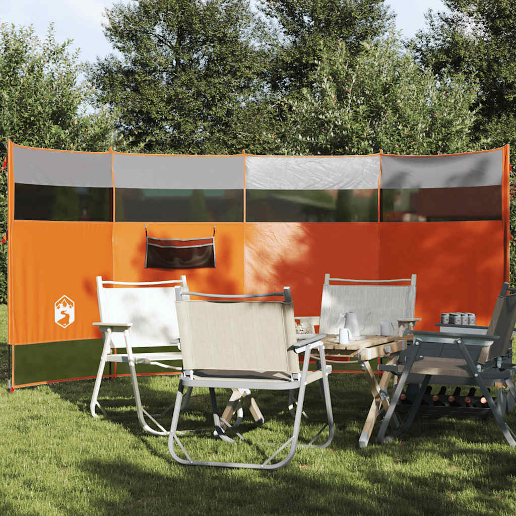 Camping Windbreak Grey and Orange 366x152x152 cm Waterproof