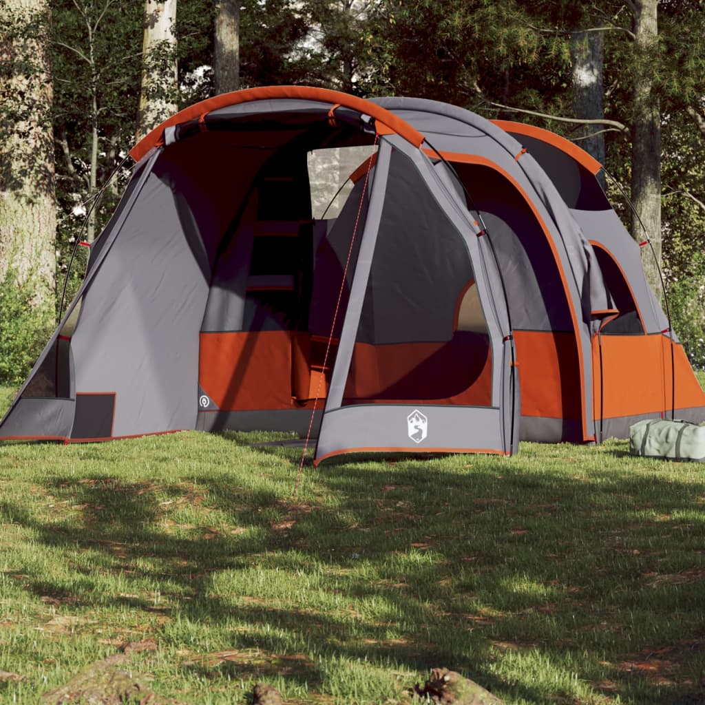vidaXL Camping Tent Tunnel 4-Person Grey Waterproof