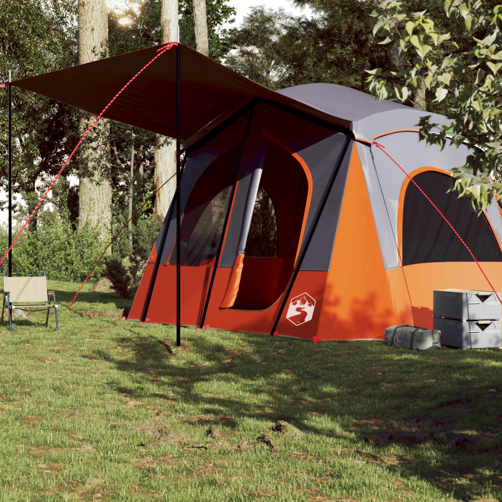 vidaXL Camping Tent Cabin 5-Person Grey and Orange Waterproof