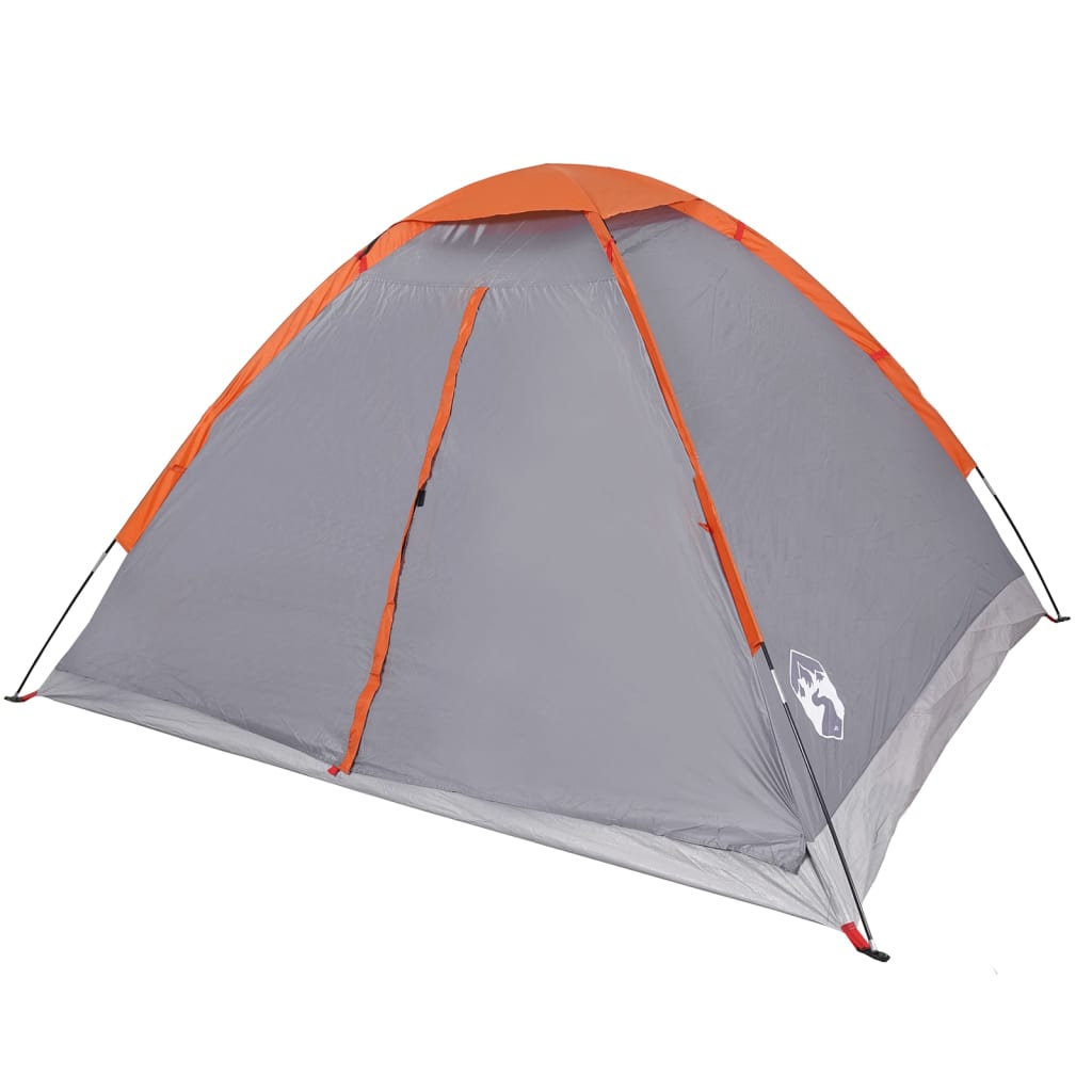 vidaXL Camping Tent Dome 2-Person Grey and Orange Waterproof