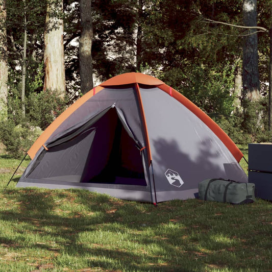 vidaXL Camping Tent Dome 2-Person Grey and Orange Waterproof