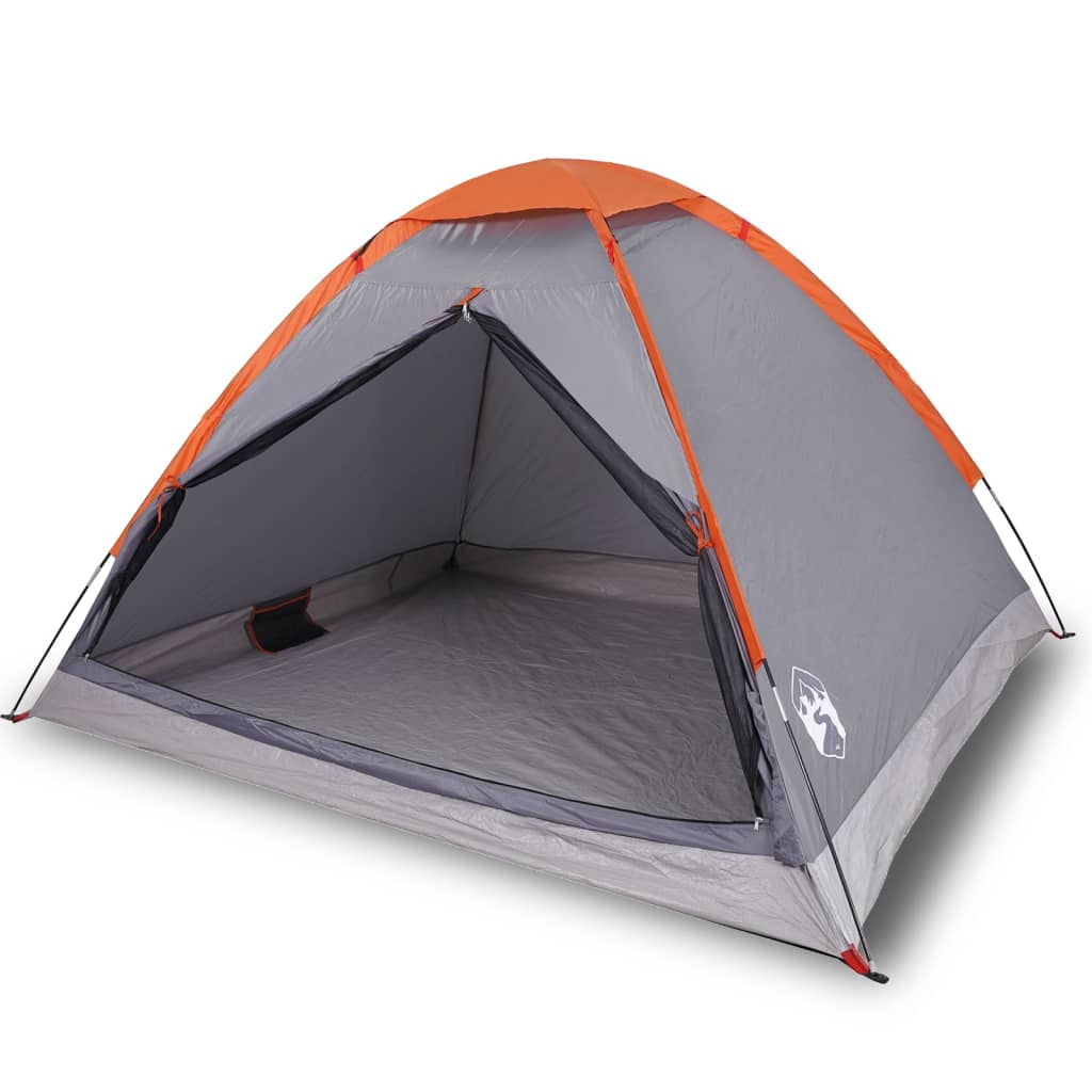 vidaXL Camping Tent Dome 4-Person Grey and Orange Waterproof