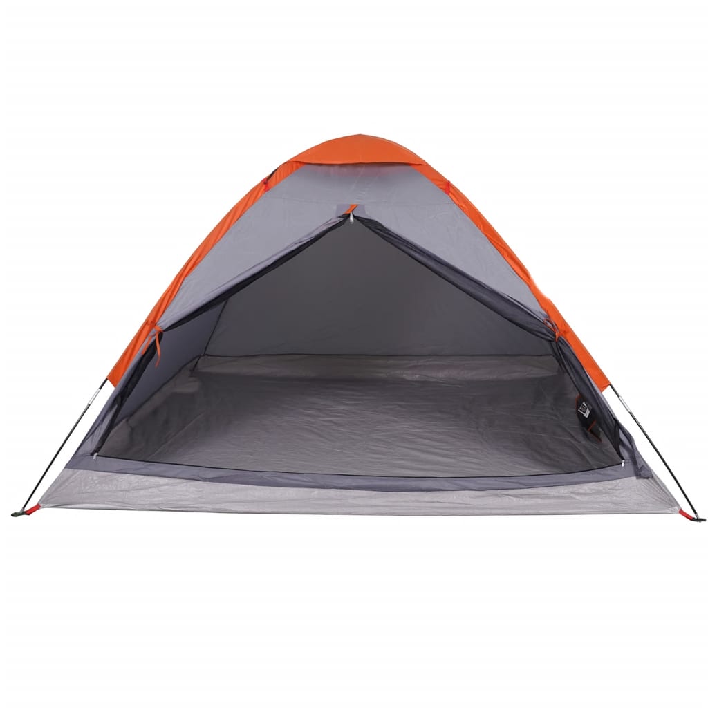 vidaXL Camping Tent Dome 4-Person Grey and Orange Waterproof