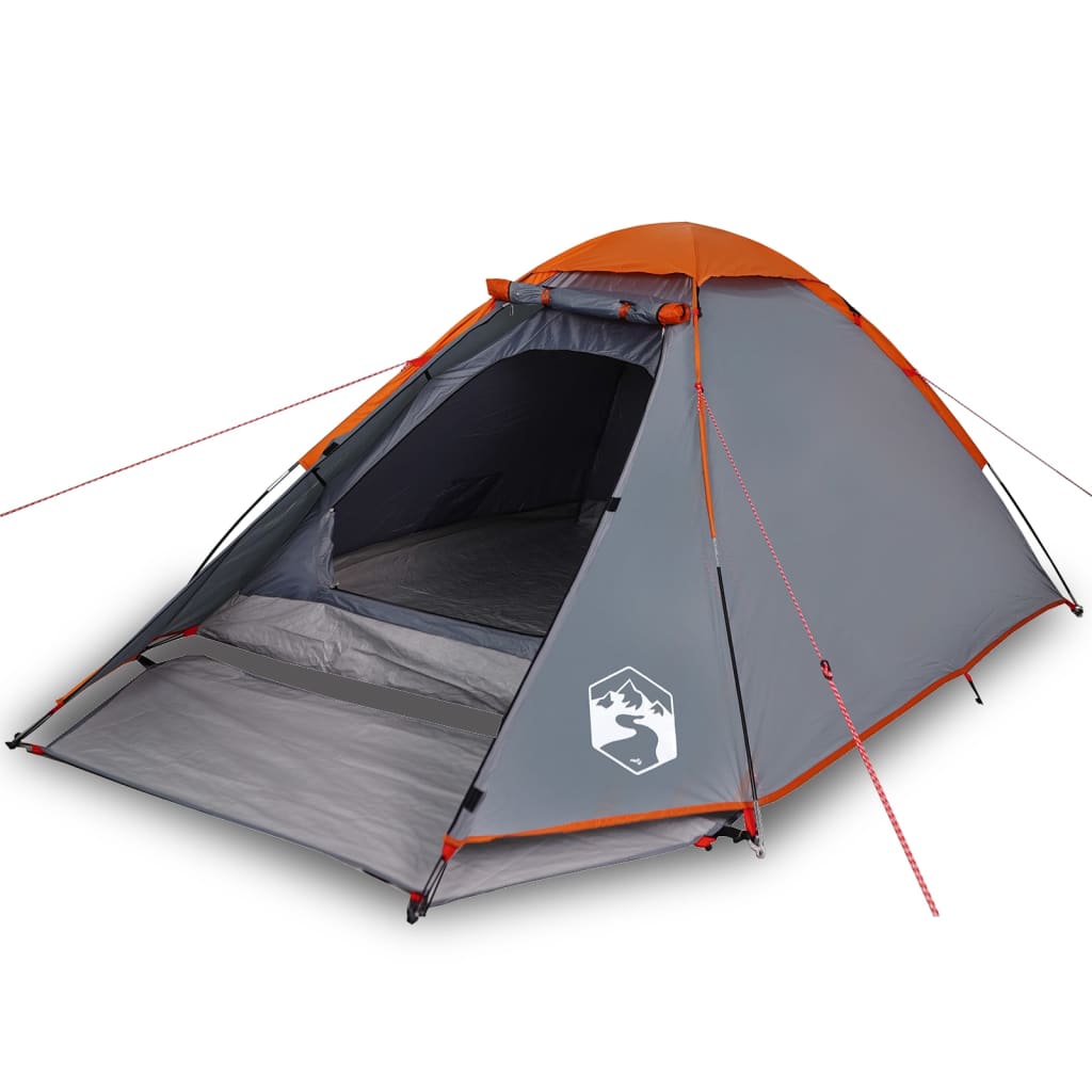 vidaXL Camping Tent Dome 2-Person Grey and Orange Waterproof