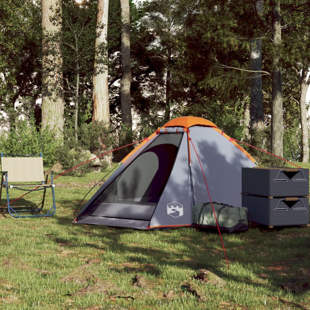 vidaXL Camping Tent Dome 2-Person Grey and Orange Waterproof