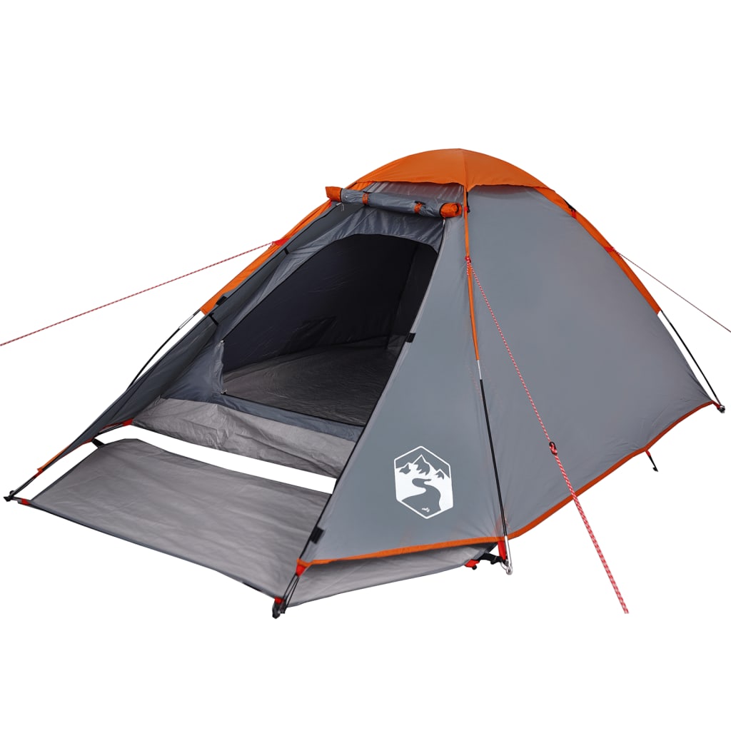 vidaXL Camping Tent Dome 2-Person Grey and Orange Waterproof