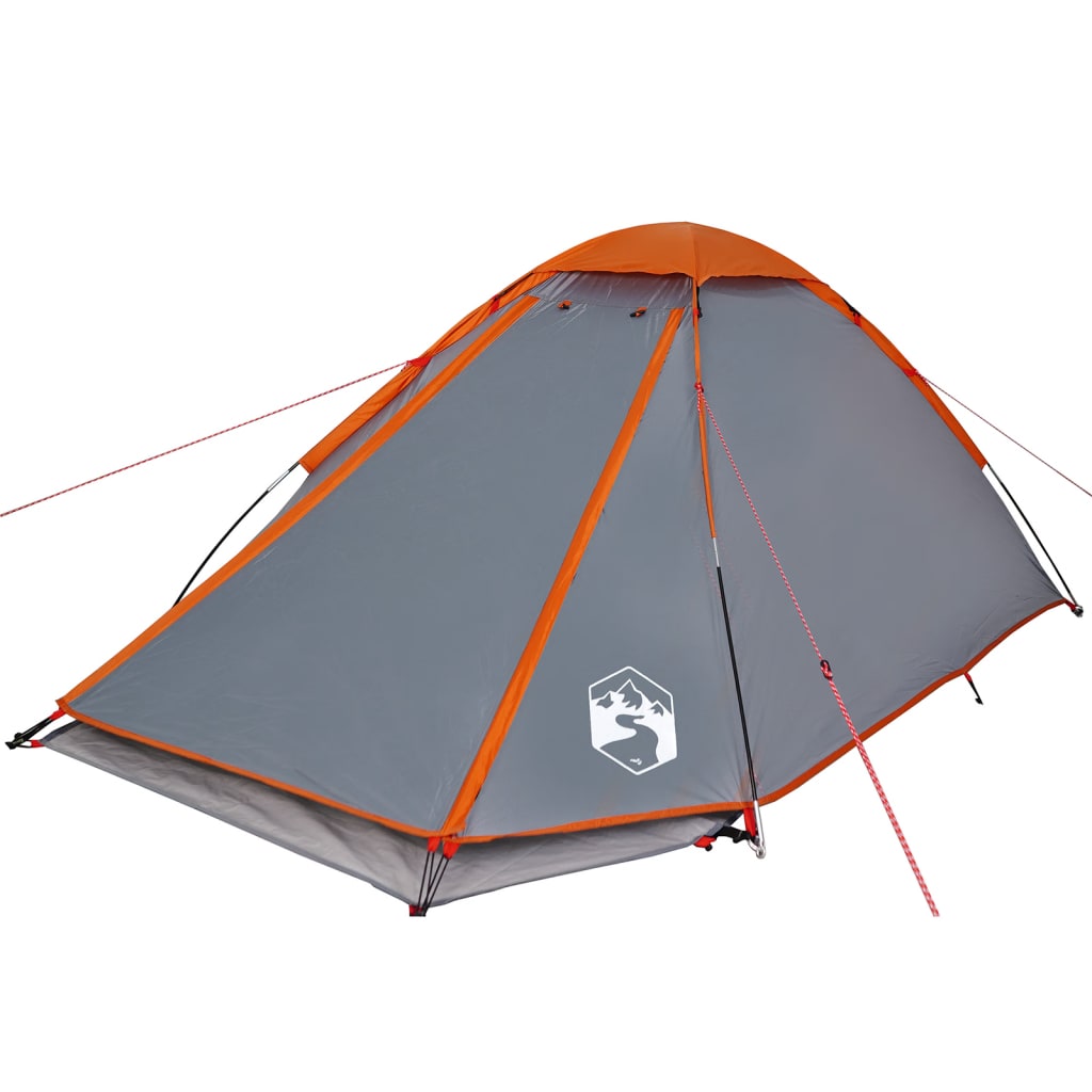 vidaXL Camping Tent Dome 2-Person Grey and Orange Waterproof