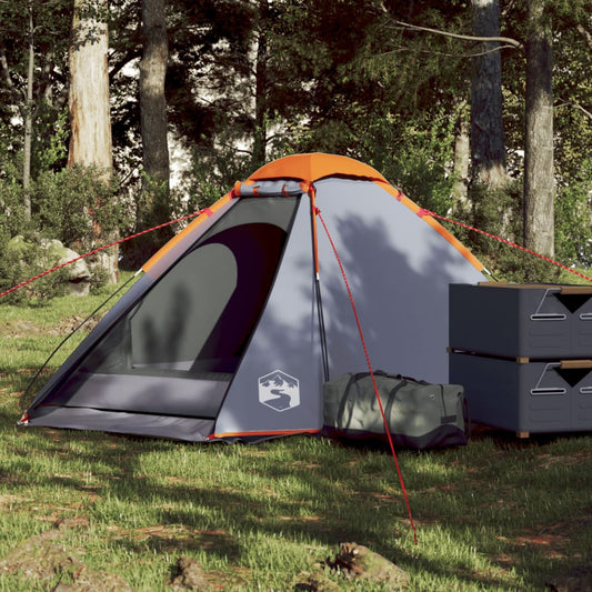 vidaXL Camping Tent Dome 2-Person Grey and Orange Waterproof