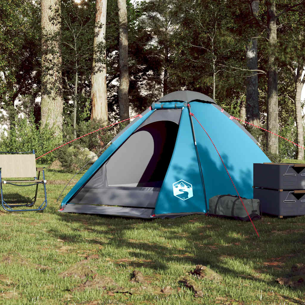 Camping Tent Dome 4-Person Blue Waterproof