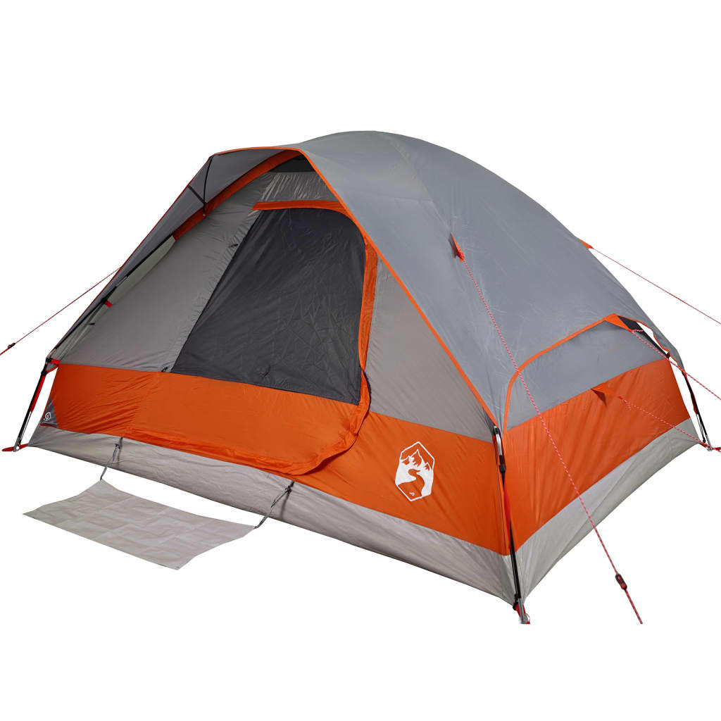 vidaXL Camping Tent Dome 2-Person Grey and Orange Waterproof