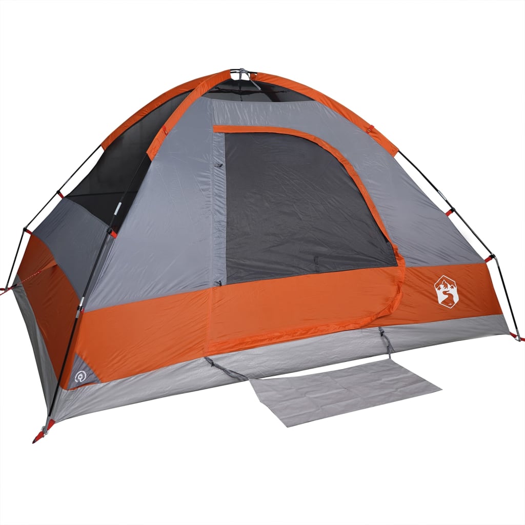 vidaXL Camping Tent Dome 2-Person Grey and Orange Waterproof