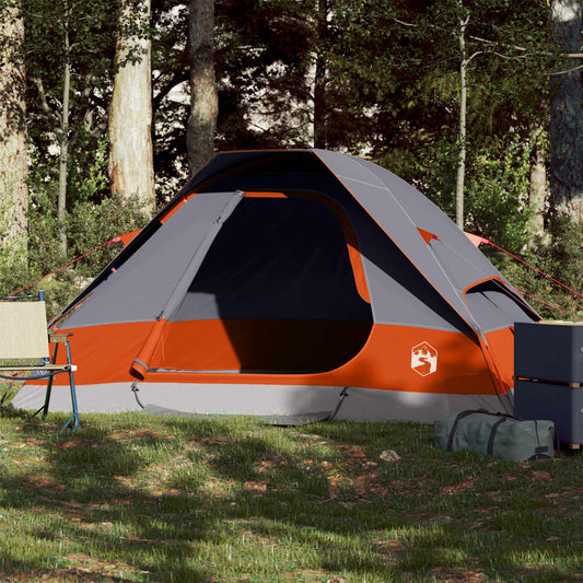 vidaXL Camping Tent Dome 2-Person Grey and Orange Waterproof