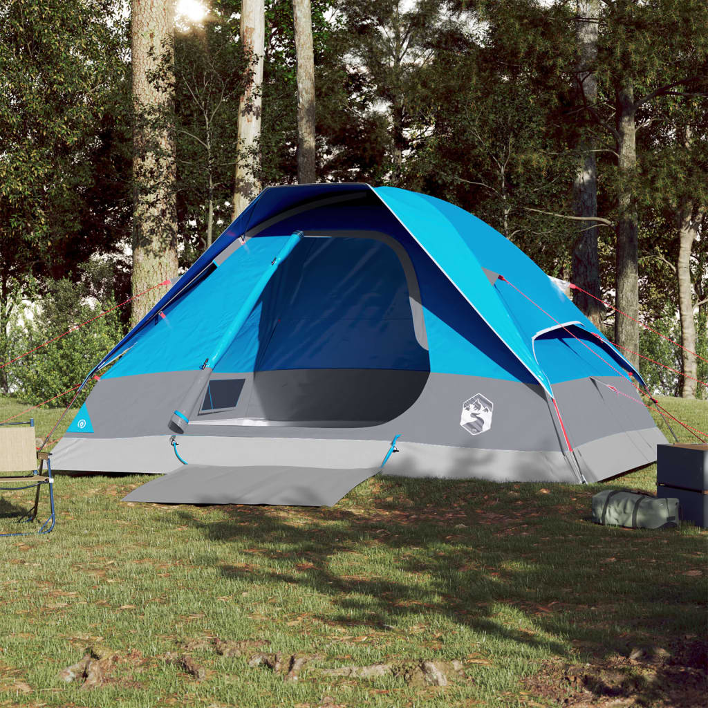 vidaXL Camping Tent Dome 4-Person Blue Waterproof