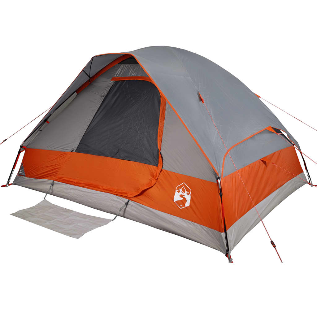 vidaXL Camping Tent Dome 4-Person Grey and Orange Waterproof