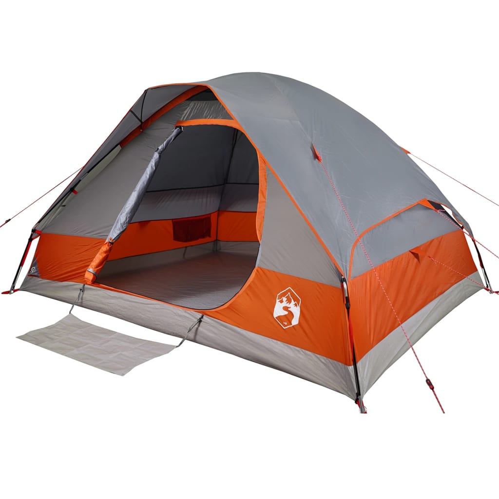 vidaXL Camping Tent Dome 4-Person Grey and Orange Waterproof