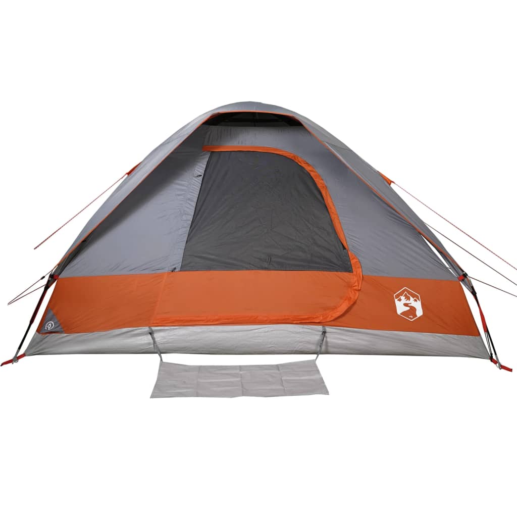 vidaXL Camping Tent Dome 4-Person Grey and Orange Waterproof