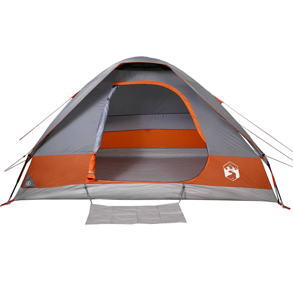 vidaXL Camping Tent Dome 4-Person Grey and Orange Waterproof