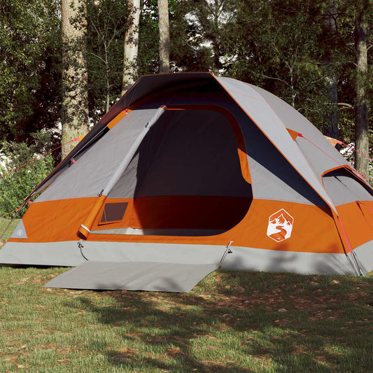 vidaXL Camping Tent Dome 4-Person Grey and Orange Waterproof