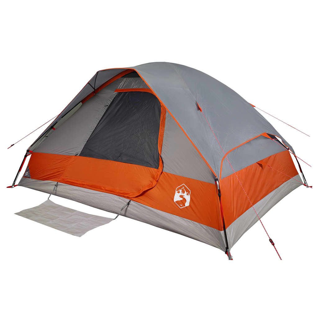 vidaXL Family Tent Dome 6-Person Grey and Orange Waterproof