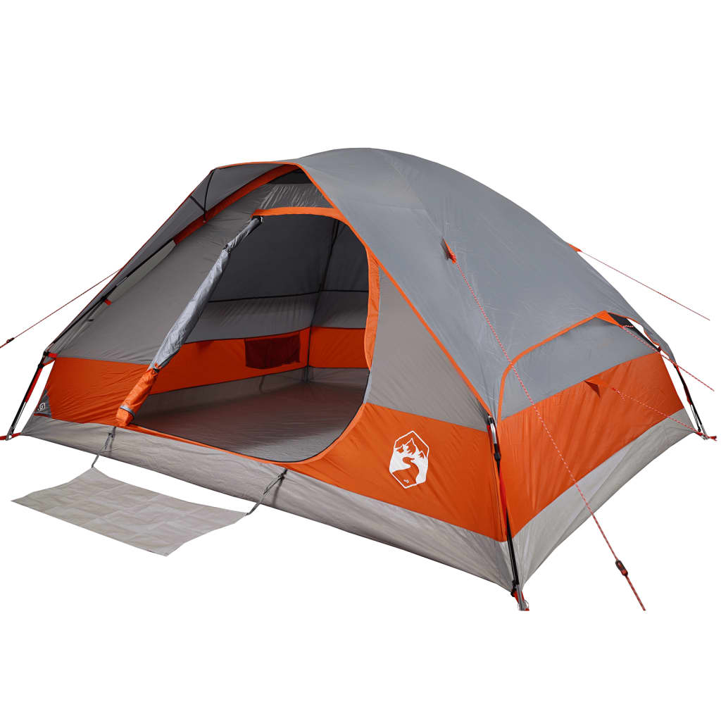 vidaXL Family Tent Dome 6-Person Grey and Orange Waterproof