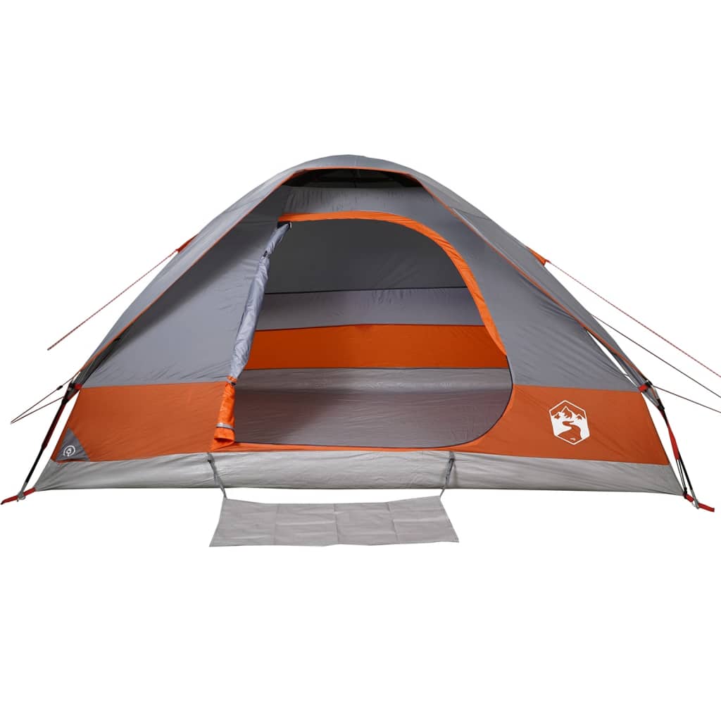 vidaXL Family Tent Dome 6-Person Grey and Orange Waterproof